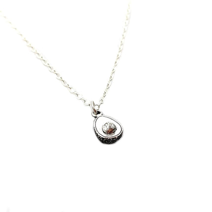 Sterling Silver Avocado Charm Necklace – Tiny Food Jewelry, Handmade Gift
