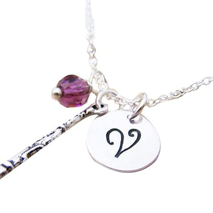 Personalized Clarinet Charm Necklace – Initial Pendant, 18 Inch Sterling Silver Chain, Music Gift