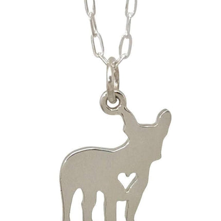 French Bulldog Necklace Small Sterling Pet Heart Pendant