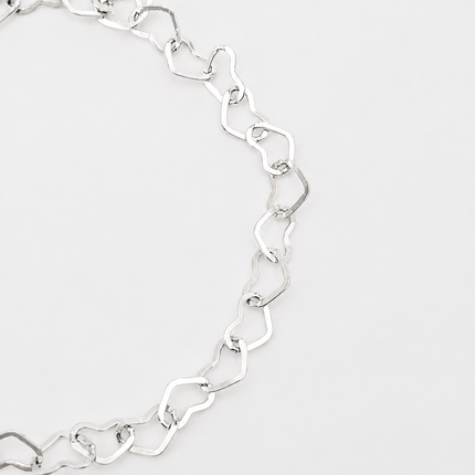 Dainty Sterling Silver Heart Chain Bracelet – Minimalist Jewelry