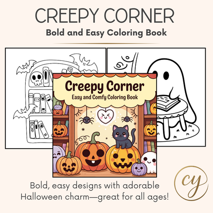 Creepy Corner Cute Halloween Coloring Book – Instant Download