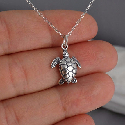 Sterling Silver Sea Turtle Necklace – Beachy Handmade Gift