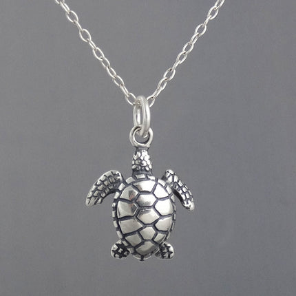 Sterling Silver Sea Turtle Necklace – Beachy Handmade Gift