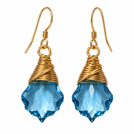 Aquamarine Swarovski Baroque Crystal Earrings
