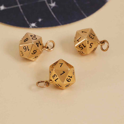 D20 Dice Necklace – 14k Gold Filled DnD Charm Jewelry, Handmade Gift for Her