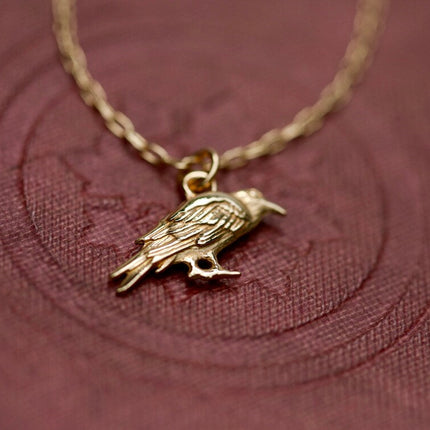 Golden Raven Necklace – 14k Gold Filled Crow Charm on 16" Chain