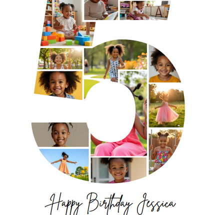 5th Birthday Photo Collage Canva Template – Editable Milestone Poster