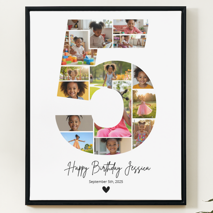 5th Birthday Photo Collage Canva Template – Editable Milestone Poster