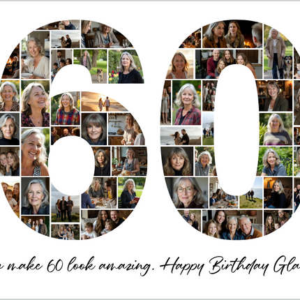 60th Birthday Photo Collage Template – Canva Editable, Digital Download