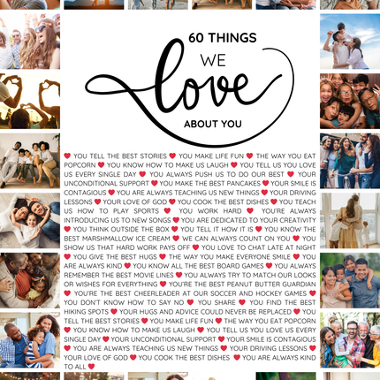 60 Things We Love About You – 60th Birthday Custom Wall Art Template