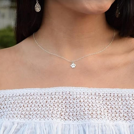 Paw Print Charm Necklace - Sterling Silver Jewelry