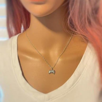 Sterling Silver Game Controller Necklace – Gamer Charm Necklace – 18" Cable Chain