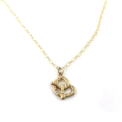 Dainty Pretzel Charm Necklace – 14k Gold Filled Chain | Handmade Foodie Gift