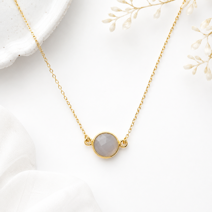 Gray Chalcedony Gold Filled Necklace