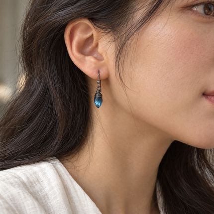 Blue Topaz & Oxidized Sterling Silver Earrings