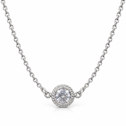 CZ Solitaire Necklace in Sterling Silver