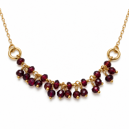 Garnet Cluster Necklace – 14K Gold Filled
