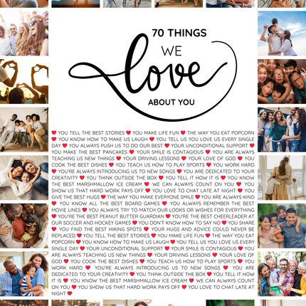70 Things We Love About You – Canva Template Printable | Custom 70th Birthday Gift