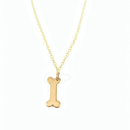 Dog Bone Charm 14k Gold Filled Dainty Necklace - Gift for Her