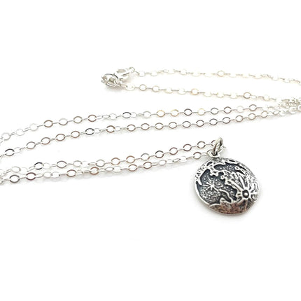 Full Moon Pendant Necklace – Sterling Silver, 18-Inch Chain