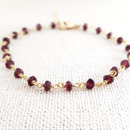 Garnet Gemstone 14k Gold Filled Bracelet