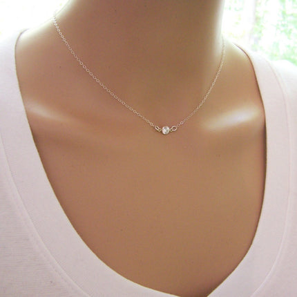 Tiny Diamond Alternative Choker, Sterling Silver - As Seen on Poppa’s House
