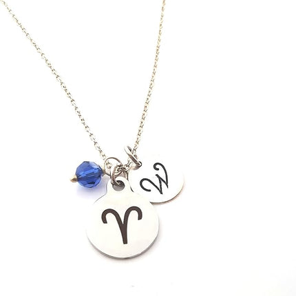 Aries Zodiac Personalized Sterling Silver Necklace