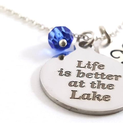 Life is Better at the Lake Charm Necklace - Personalized Sterling Silver Jewelry