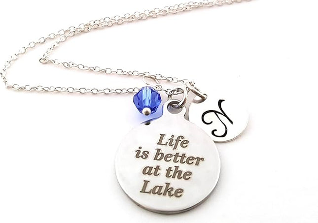 Life is Better at the Lake Charm Necklace - Personalized Sterling Silver Jewelry