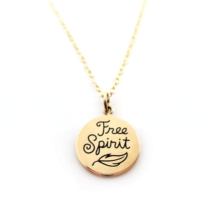 Free Spirit Charm Necklace – Dainty 14k Gold Filled Necklace with Gold Disc Pendant