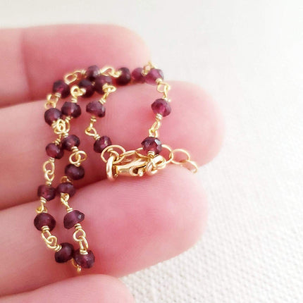 Garnet Gemstone 14k Gold Filled Bracelet