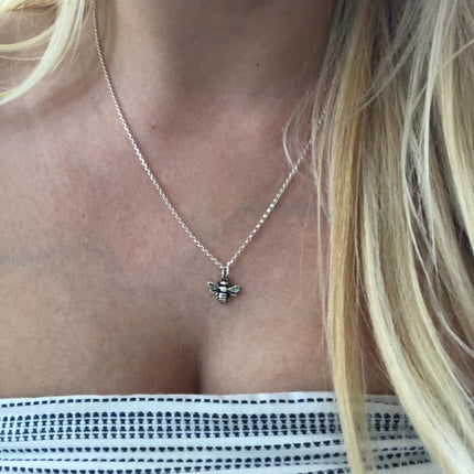 Tiny Sterling Silver Bumblebee Necklace – Simple Everyday Bee Charm Jewelry