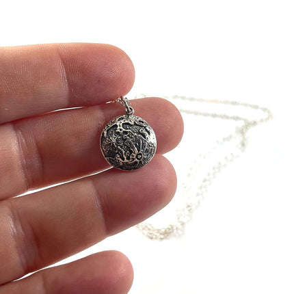 Full Moon Pendant Necklace – Sterling Silver, 18-Inch Chain