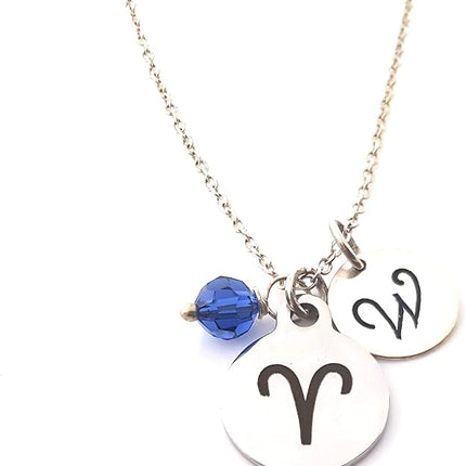 Aries Zodiac Personalized Sterling Silver Necklace