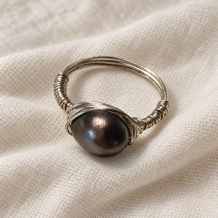 Bronze Freshwater Pearl Ring in Sterling Silver – Size 8