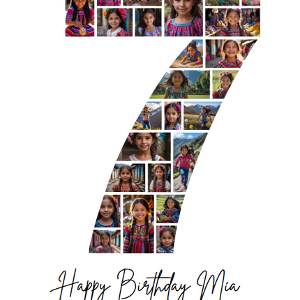 7th Birthday Photo Collage Canva Template – Editable Milestone Poster