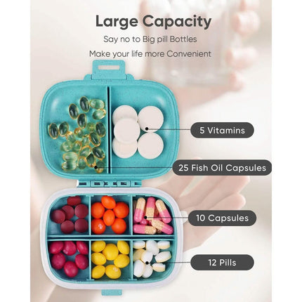 8 Compartments Travel Pill Organizer
