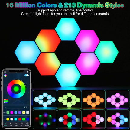 8-Piece: Hexagon Light Panels RGBW Colorful Splicing Wall Lamps