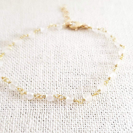 Clear Quartz Gemstone 14k Gold Filled Bracelet
