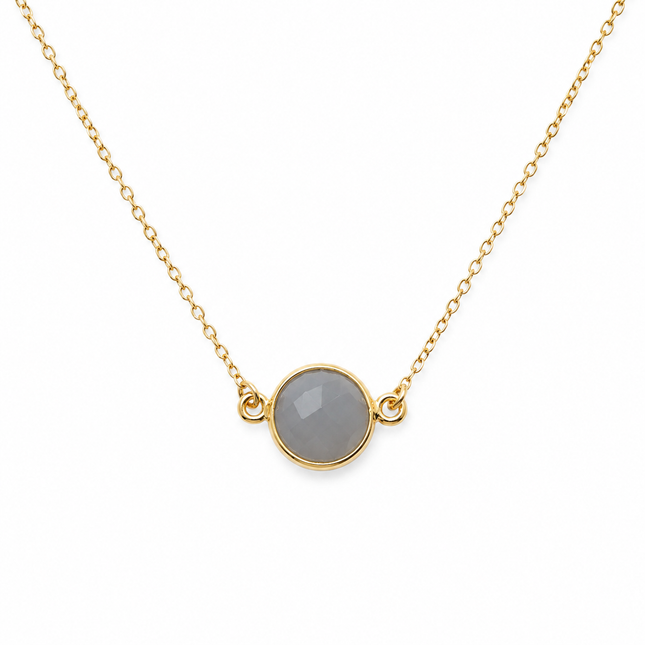 Gray Chalcedony Gold Filled Necklace