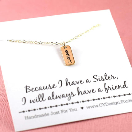 Tiny Sister Necklace – 14k Gold Filled, 18" Dainty Chain