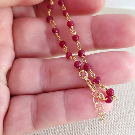 Dyed Ruby 14k Gold Filled Bracelet