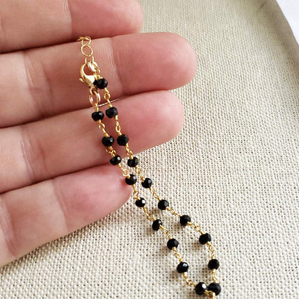 Black Spinel Gemstone 14k Gold Filled Bracelet