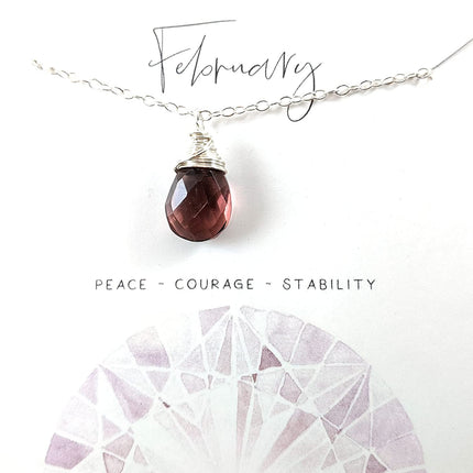 February Birthstone Necklace - Sterling Silver