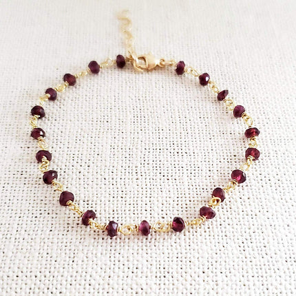 Garnet Gemstone 14k Gold Filled Bracelet
