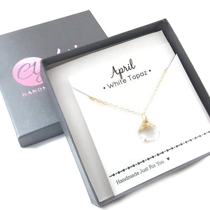Classic Wire Wrapped Birthstone Briolette Necklace - Dainty Drop Necklace - Gold Necklace - Gemstone Briolette Necklace - Gift for Her