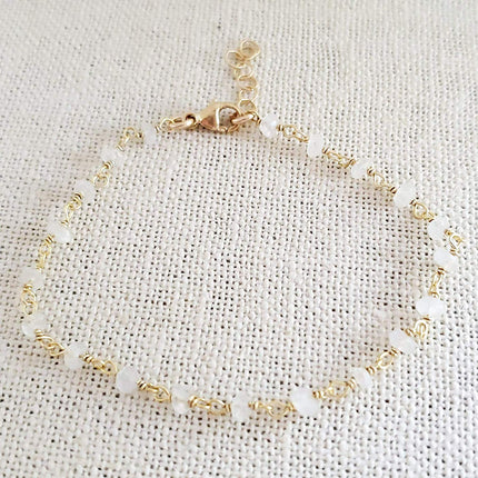 White Moonstone Gemstone 14k Gold Filled Bracelet