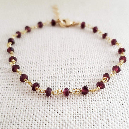Garnet Gemstone 14k Gold Filled Bracelet