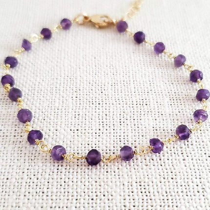 Amethyst Gemstone 14k Gold Filled Bracelet