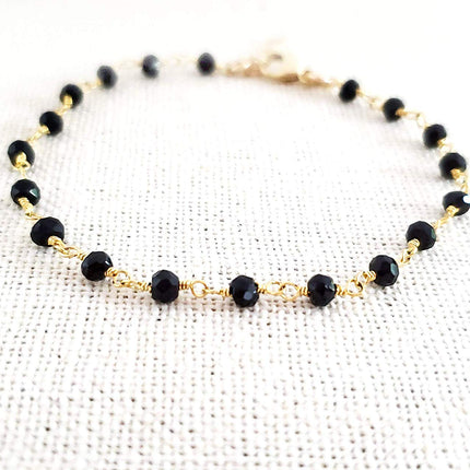 Black Spinel Gemstone 14k Gold Filled Bracelet